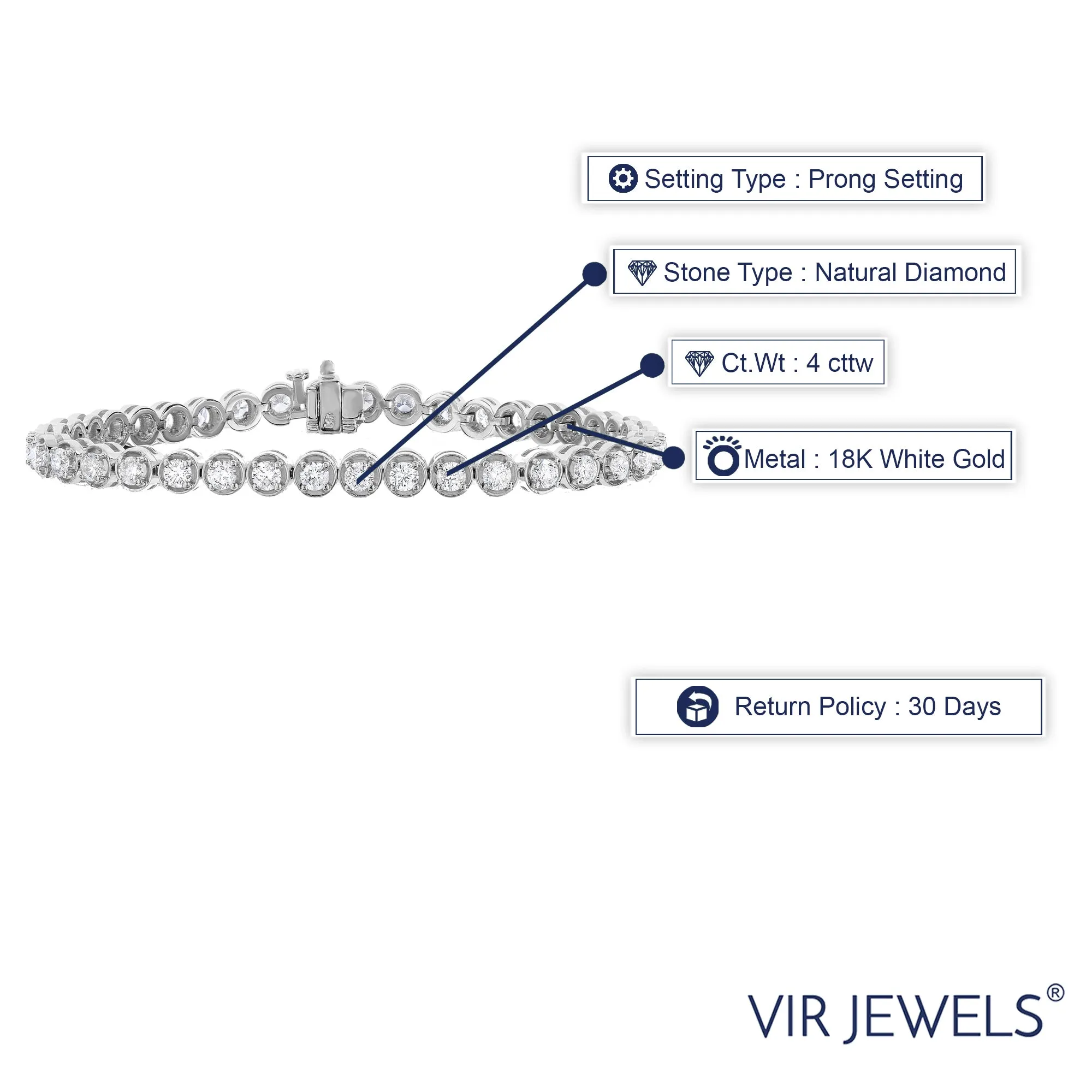 4 cttw Bubble Diamond Tennis Bracelets in 18K White Gold