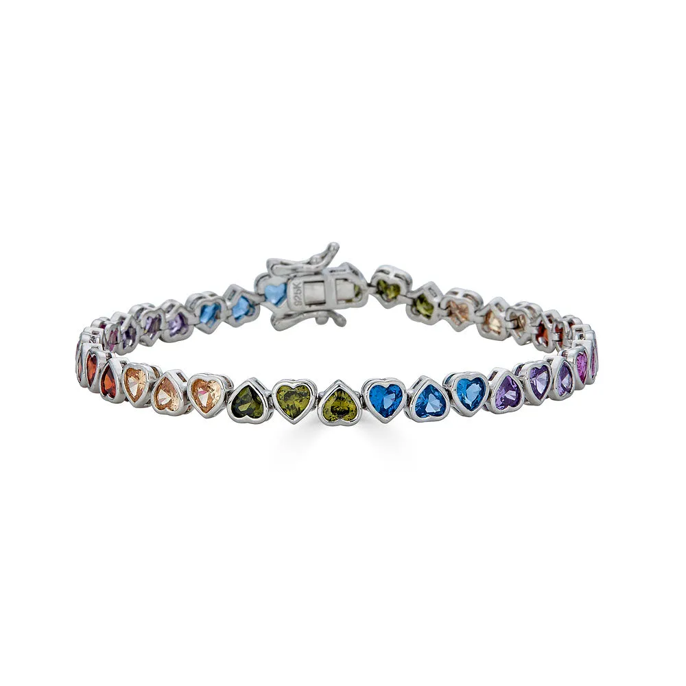 BEZELED HEART TENNIS BRACELET