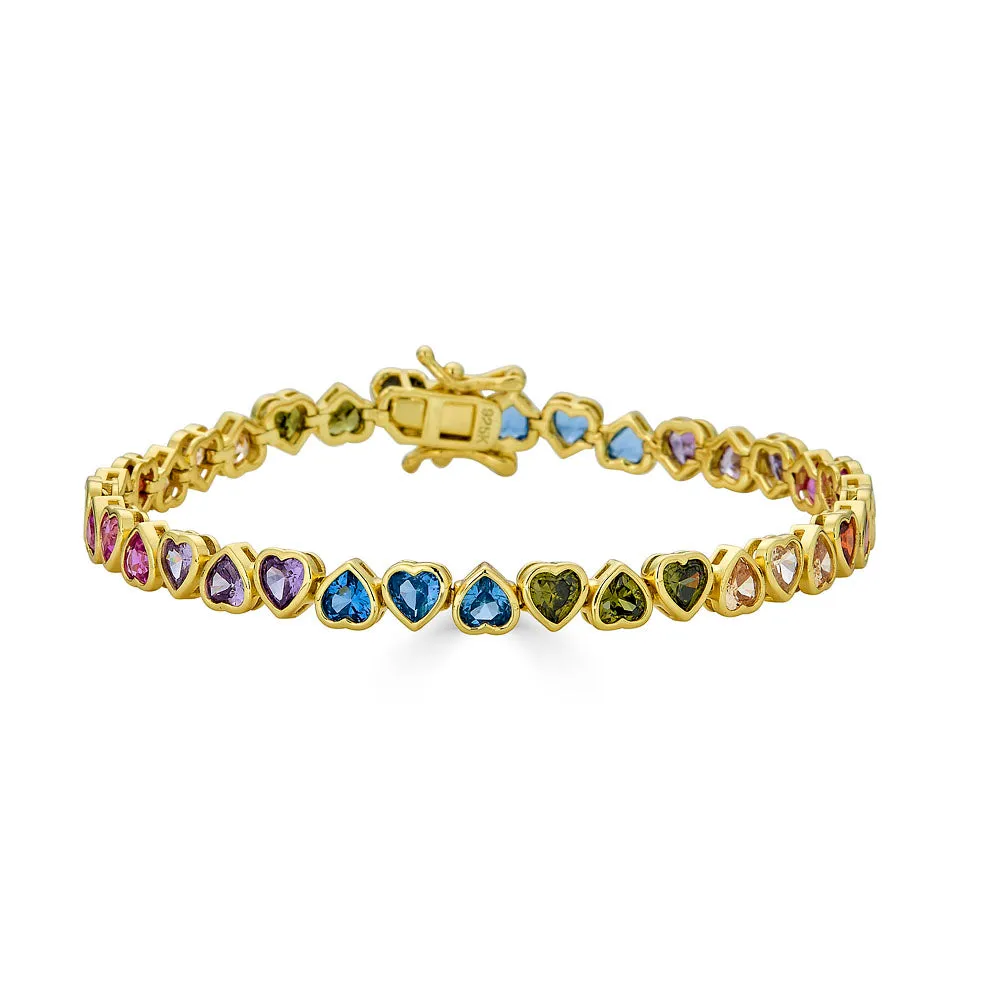 BEZELED HEART TENNIS BRACELET
