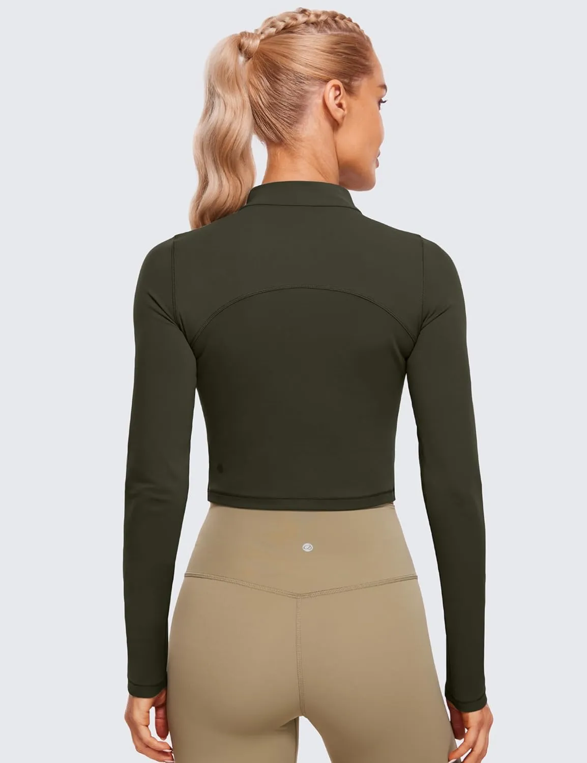 CRZ YOGA Womens Butterluxe Mock Turtleneck Long Sleeves Crop Tops Slim Fit Workout Casual T-Shirt Base Layer Fall Shirts