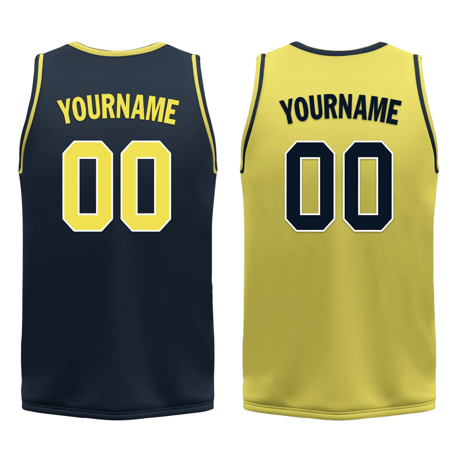 Custom Blue Yellow Classic Style Reversible Basketball Uniform Personalized BBJR-D017059