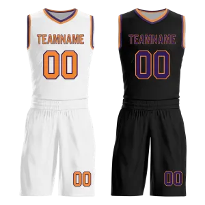 Custom White Black Classic Style Reversible Basketball Uniform Personalized BBJR-D017057