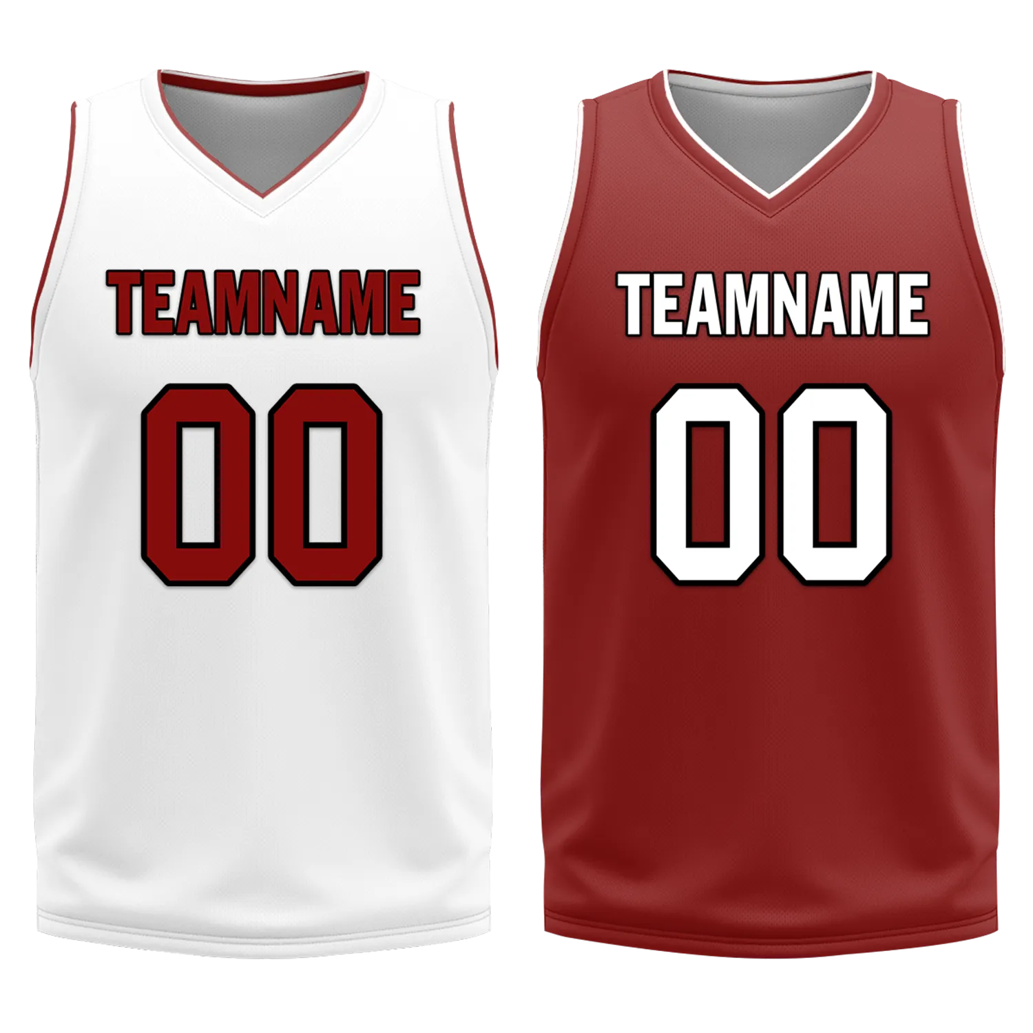 Custom White Red Classic Style Reversible Basketball Uniform Personalized BBJR-D017017