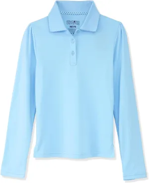 Girls 2T-20 Long Sleeve Pique Polo Uniform Shirt