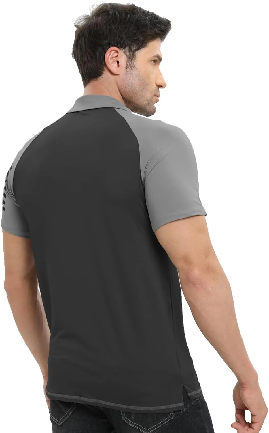 H HYFOL Short Sleeve Polo Shirts for Men Graphic Stretch Casual American Patriotic Raglan Golf Polos for Men