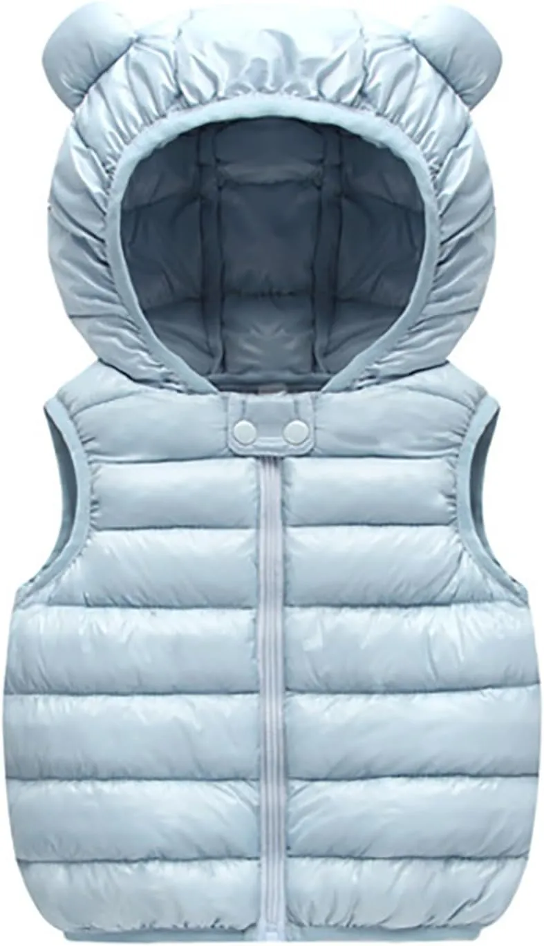 Kids Boys Girls Winter Warm Down Padded Vest Hooded Zipper Sleeveless Jacket aistcoat Outwear Boys Winter Coats