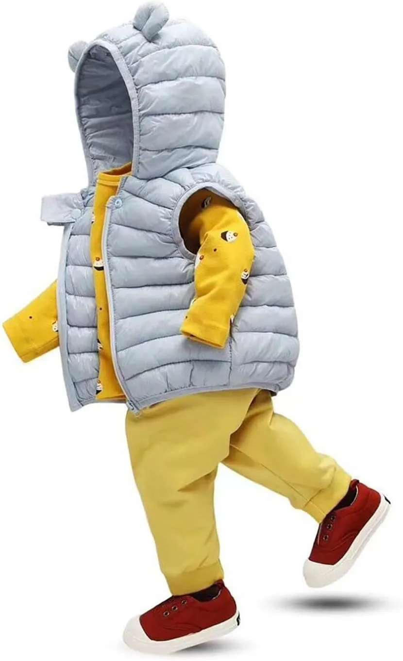 Kids Boys Girls Winter Warm Down Padded Vest Hooded Zipper Sleeveless Jacket aistcoat Outwear Boys Winter Coats