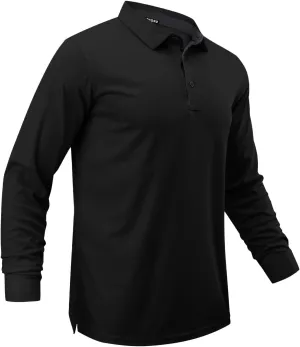 Men Polo Shirts Long Sleeve Moisture Wicking Dry Fit Performance Tactical Shirt Collared Casual Golf Tennis Shirt