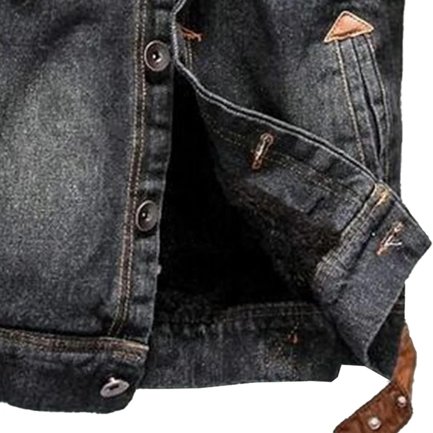 Men's Faux Fur Collar Denim Jacket Fleece Multiple Pockets Jean Jackets Lined Winter Trucker Cowboy Coat