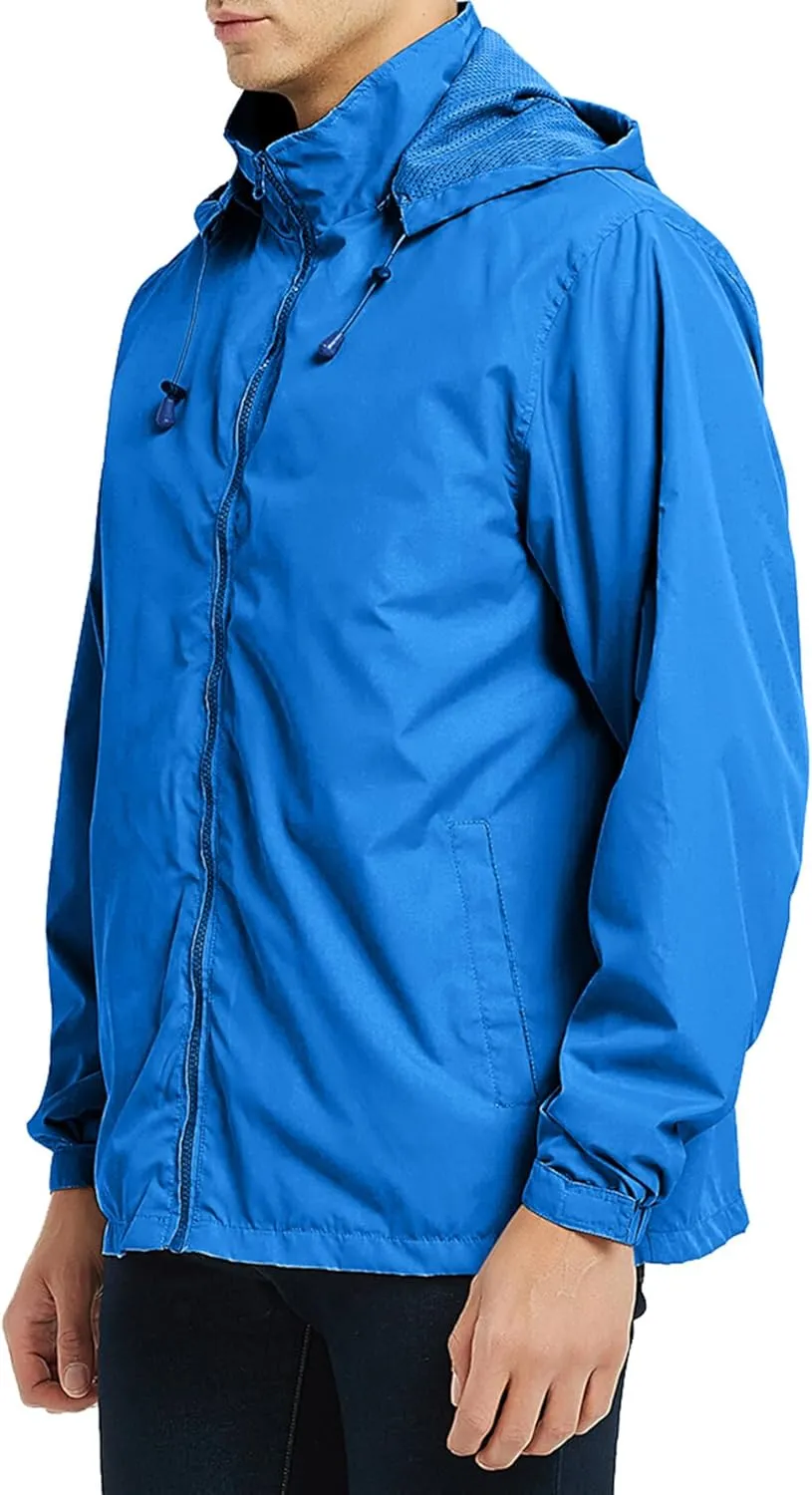 Mens Lightweight Jackets Windbreaker Waterproof Rain Jacket Casual Hiking Travel Raincoat Oversized Outdoor Packable