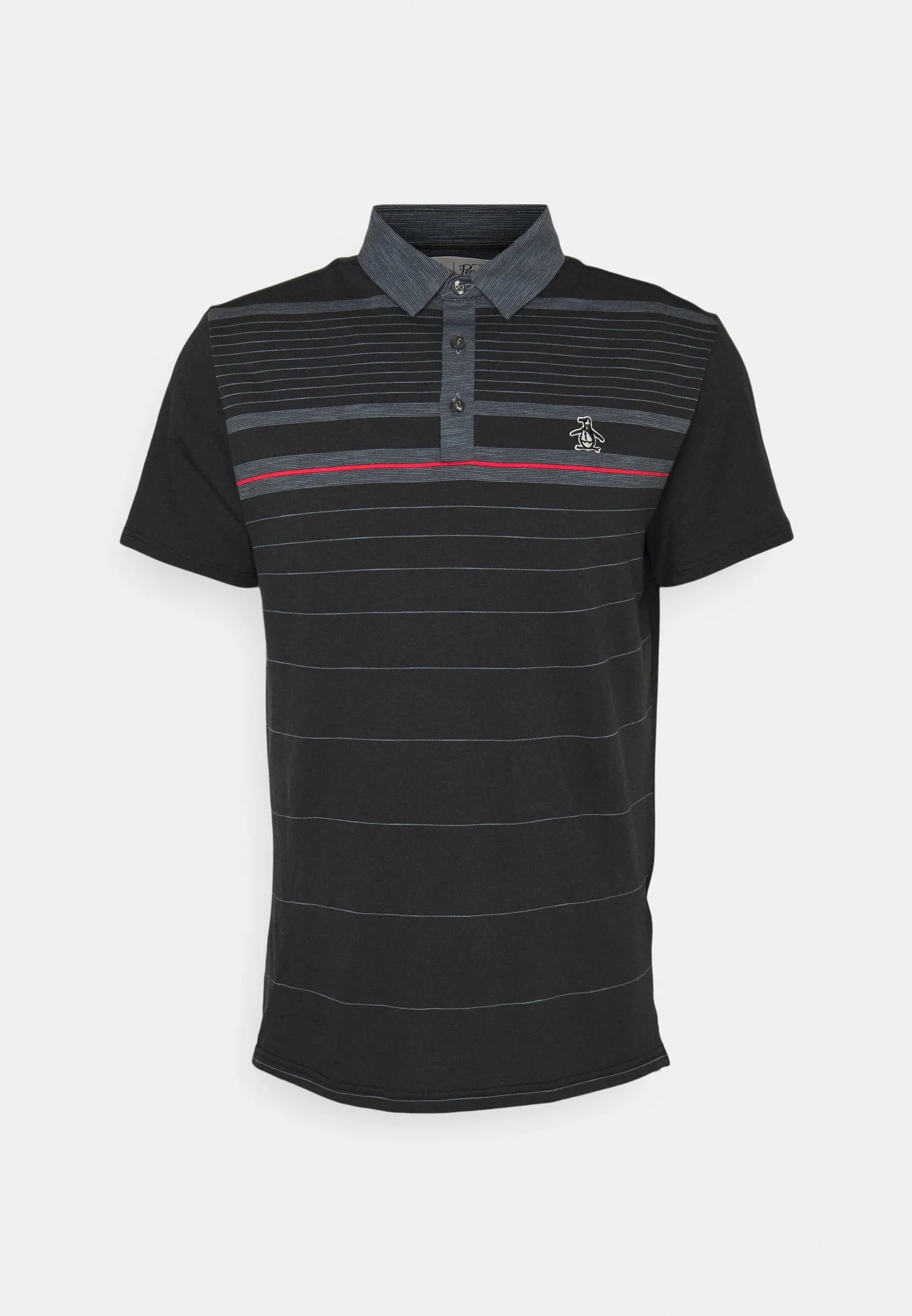 Original Penguin Mens Heritage Fine Line Stretch Golf Polo Shirt - CAVIAR
