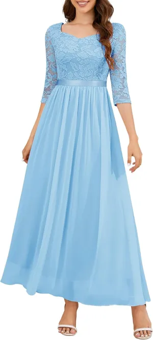Wedtrend Women's Formal Dress Mother of The Bride Dress 3/4 Sleeve Wedding Guest Dress Maxi Evening Gown