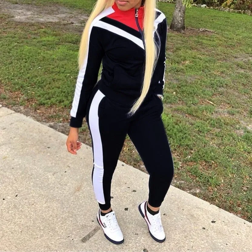 Women Sportswear Casual Long Sleeve Gym Clothing Autumn Tracksuit Women Yoga Set Fitness Clothing Zipper Sport Clothing mujer
