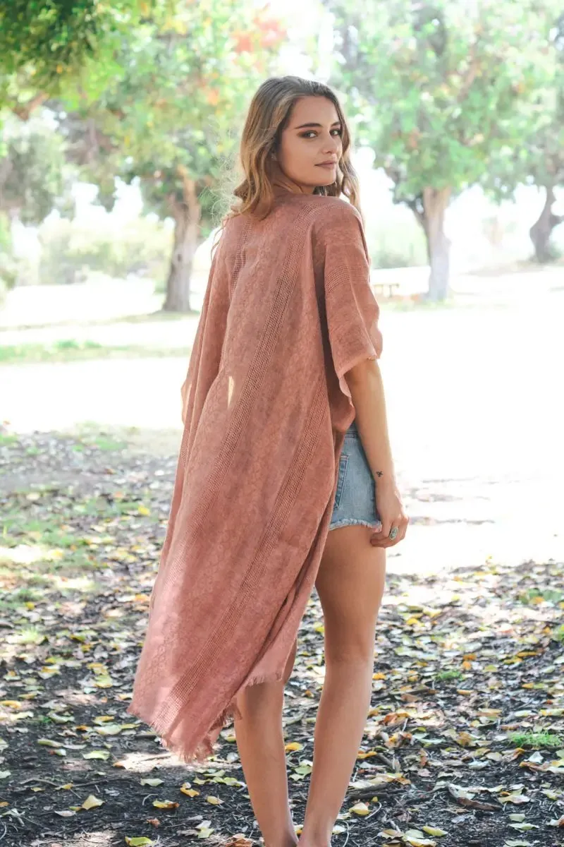 Woven Longline Tribal Kimono (Copper)